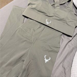 Sleek Olive Green Leggings and Top Set